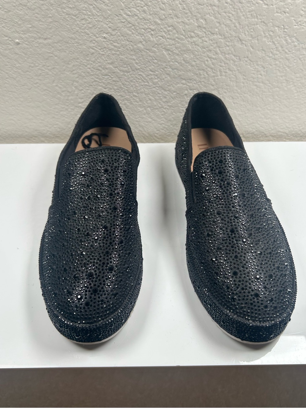 INC Black Crystal-Embellished Slip-On Loafers